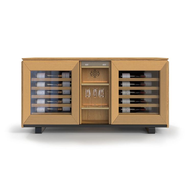 Meuble à vin enfilade, 2 températures, chêne clair - Harmonie