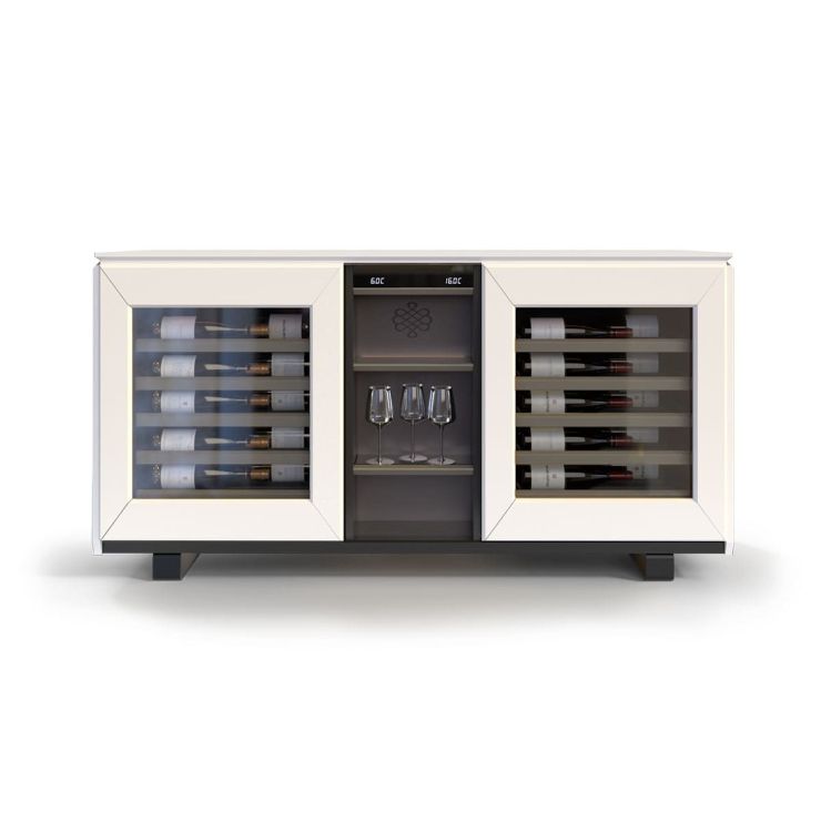 Meuble à vin enfilade, 2 températures, blanc - Harmonie