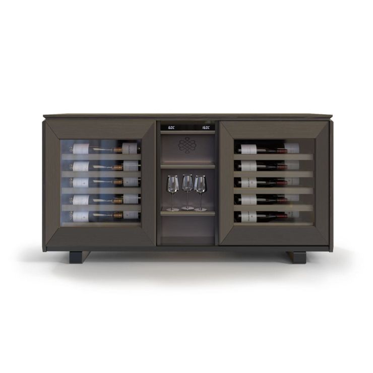 Meuble à vin enfilade, 2 températures, brun fumé - Harmonie