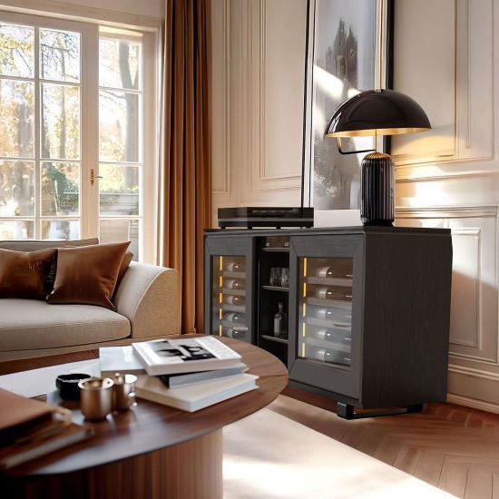 Meuble à vin enfilade, 2 températures, brun fumé - Harmonie