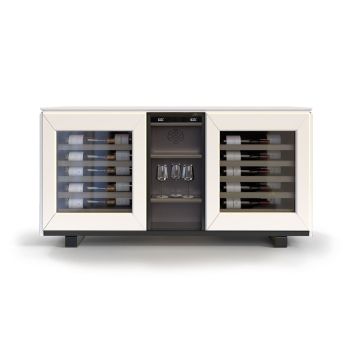 Meuble à vin enfilade, 2 températures, blanc - Harmonie Meuble à vin enfilade, 2 températures, blanc - Harmonie