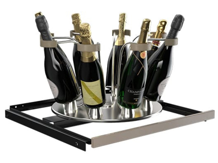 Clayette plateau tournant pour la présentation des bouteilles de champagne finitions luxe de style vasque Clayette plateau tournant pour la présentation des bouteilles de champagne finitions luxe de style vasque