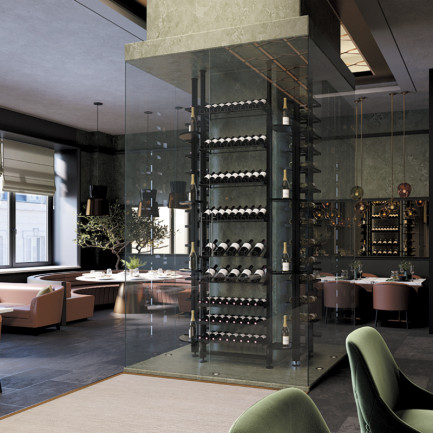 Créer un ilot vin pour habiller un pilier en métal noir - Modulo-X Créer un ilot vin pour habiller un pilier en métal noir - Modulo-X