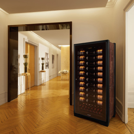 Dans un appartement luxueux français, la grande cave à vin Royale trouve naturellement sa place au milieu des oeuvres d'art.  Dans un appartement luxueux français, la grande cave à vin Royale trouve naturellement sa place au milieu des oeuvres d'art.