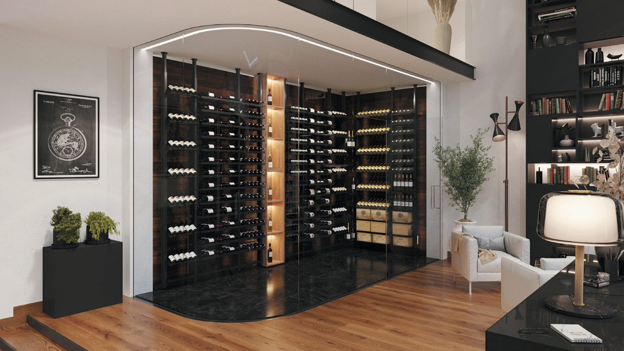 Créez la cave à vin de vos rêves en aménagant un espace vin vitré dans votre salon avec des rangements modernes en métal spécialement étudiés pour le vin. Créez la cave à vin de vos rêves en aménagant un espace vin vitré dans votre salon avec des rangements modernes en métal spécialement étudiés pour le vin.