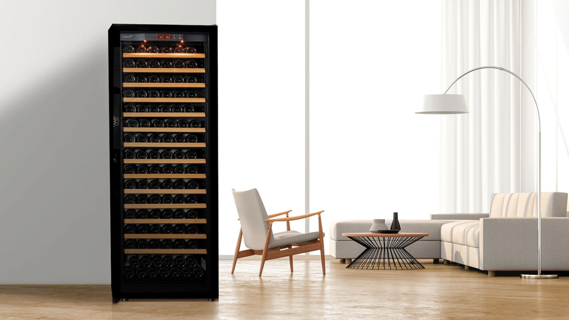 Armoire à vin 1 température pour faire vieillir les vins, porte vitrée, grande capacité bouteille