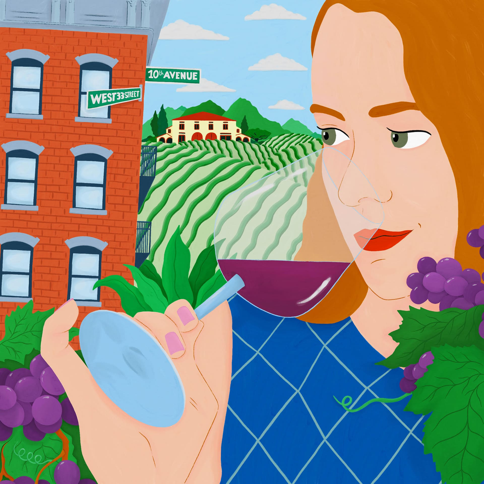 Pérégrinations en 7 vins, à New York et au-delà par Robin Wright, Ci Siamo (New York, USA) - Illustration Marie Pellet Pérégrinations en 7 vins, à New York et au-delà par Robin Wright, Ci Siamo (New York, USA) - Illustration Marie Pellet