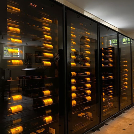 Mur de caves 1 température toutes options pour une superbe mise en valeur des crus. Clayettes rétro-éclairées et bandeau lumineux, prestations premium. Mur de caves 1 température toutes options pour une superbe mise en valeur des crus. Clayettes rétro-éclairées et bandeau lumineux, prestations premium.