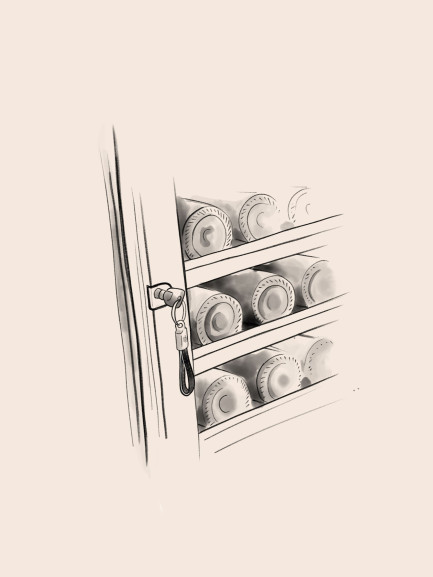 Dessin d'illustration d'une armoire à vin euro cave Dessin d'illustration d'une armoire à vin euro cave