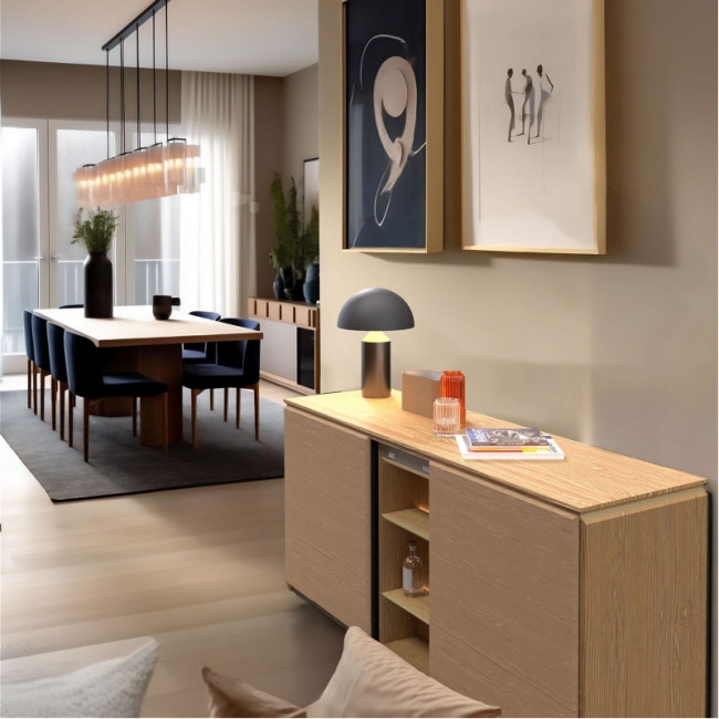 Meuble Harmonie chêne clair avec des portes opaques pour la conservation des bouteilles à température de service