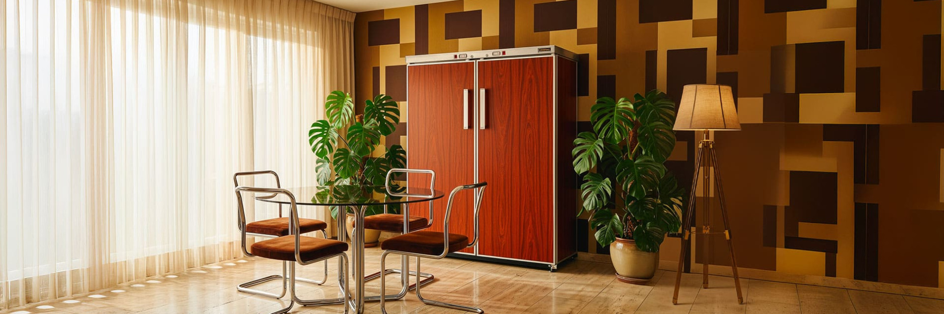 Intérieur vintage en finition bois de la première caves à vin